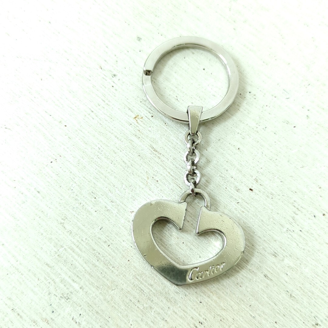 Cartier ハート キーリング Cartier Heart Key Ring Key Chain Silver Color Women's Used