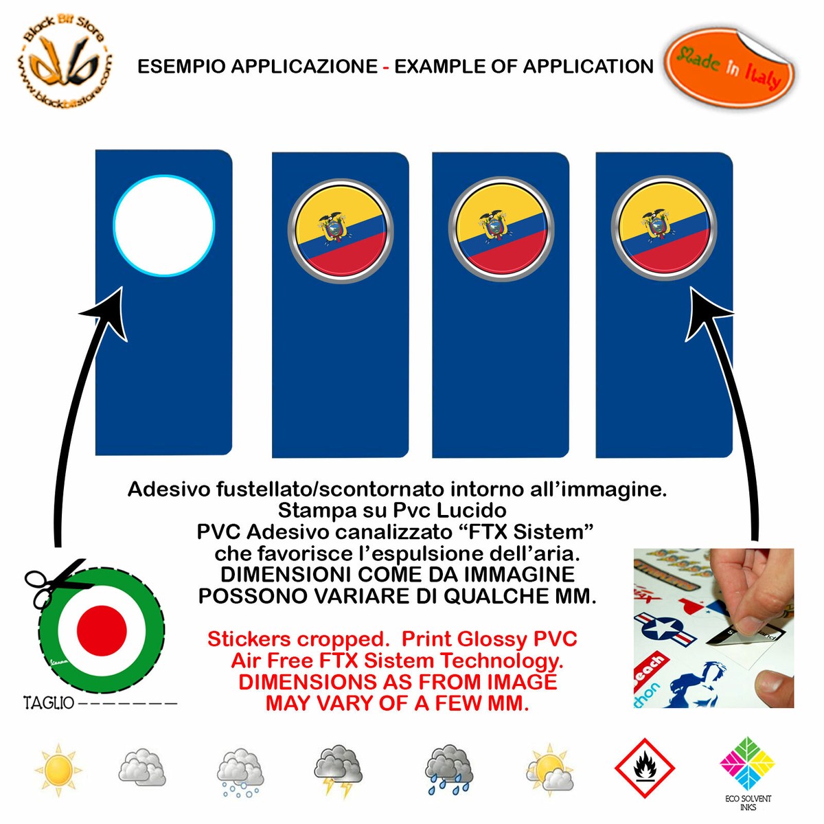 4 Adesivi In Vinile Bandiera Ecuador - Strisce Per Auto Moto Tuning - 150x20 Mm - 3