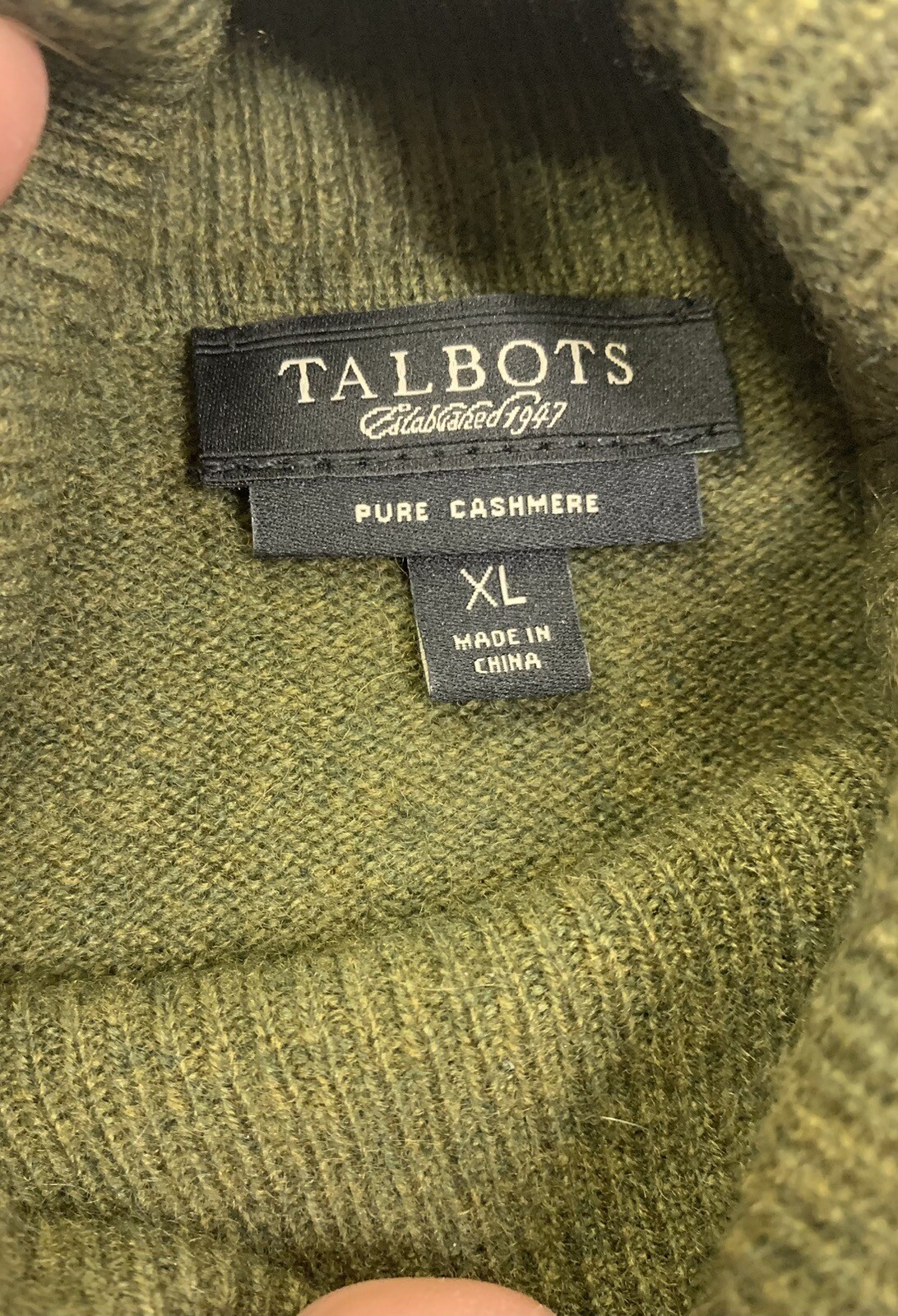 Talbots Pure Cashmere Pullover Turtleneck Sweater Green XL eBay