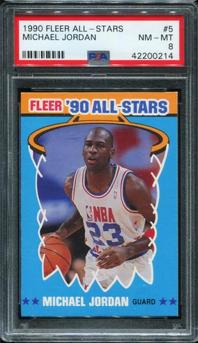 PSA 8 NM MINT 1990 FLEER ALL-STARS MICHAEL JORDAN #5 BULLS 00214 SDB1