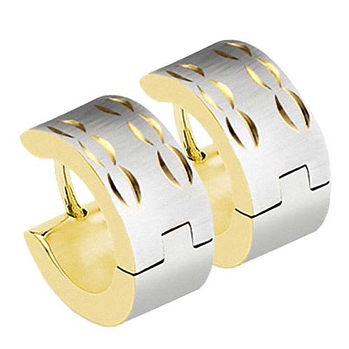 1 Par Acero Joyas Pendientes de Botón Cepillado Dorado Tribal Cuts - Imagen 1 de 1
