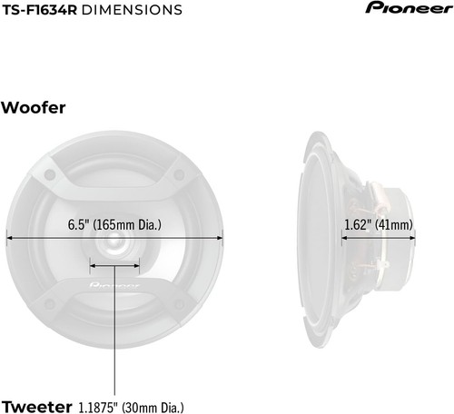 Pioneer F-Series TS-F1634R 6.5” round Coaxial 2-Way Car Speakers (Pair) - Picture 6 of 10