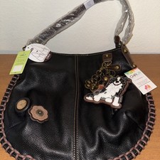 Borsa a tracolla Chala Hobo borsa nera bordo collie portamonete ciondolo CARINA! Nuovo con etichetta