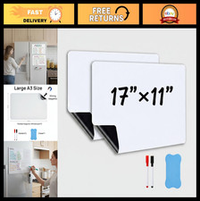 2-Pack Magnetic Dry Erase Board Sheets 17x11 Inch, Flexible Whiteboard Planner,