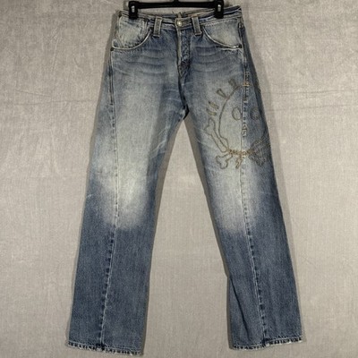RARE Levi's Engineered Jeans Twisted Denim Vintage 1999 Mens 30x33 Indigo Skull