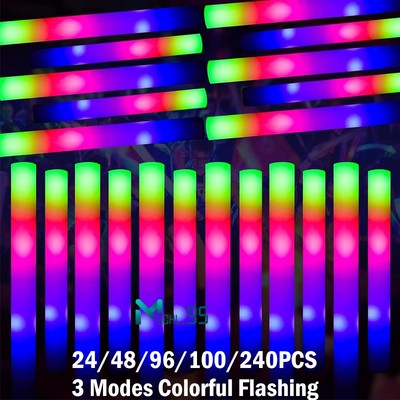 Glow Sticks Bulk 30pcs - LED Foam Batons With 3 Flashing Modes For Parties, Concerts, Festivals - View #7