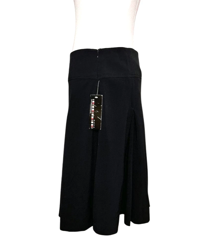 Falda Dalia NUEVA CON ETIQUETAS Negra Plisada Línea A Banda Ancha Hasta la Rodilla Cremallera Lateral Talla 10 Foto 2 de 4