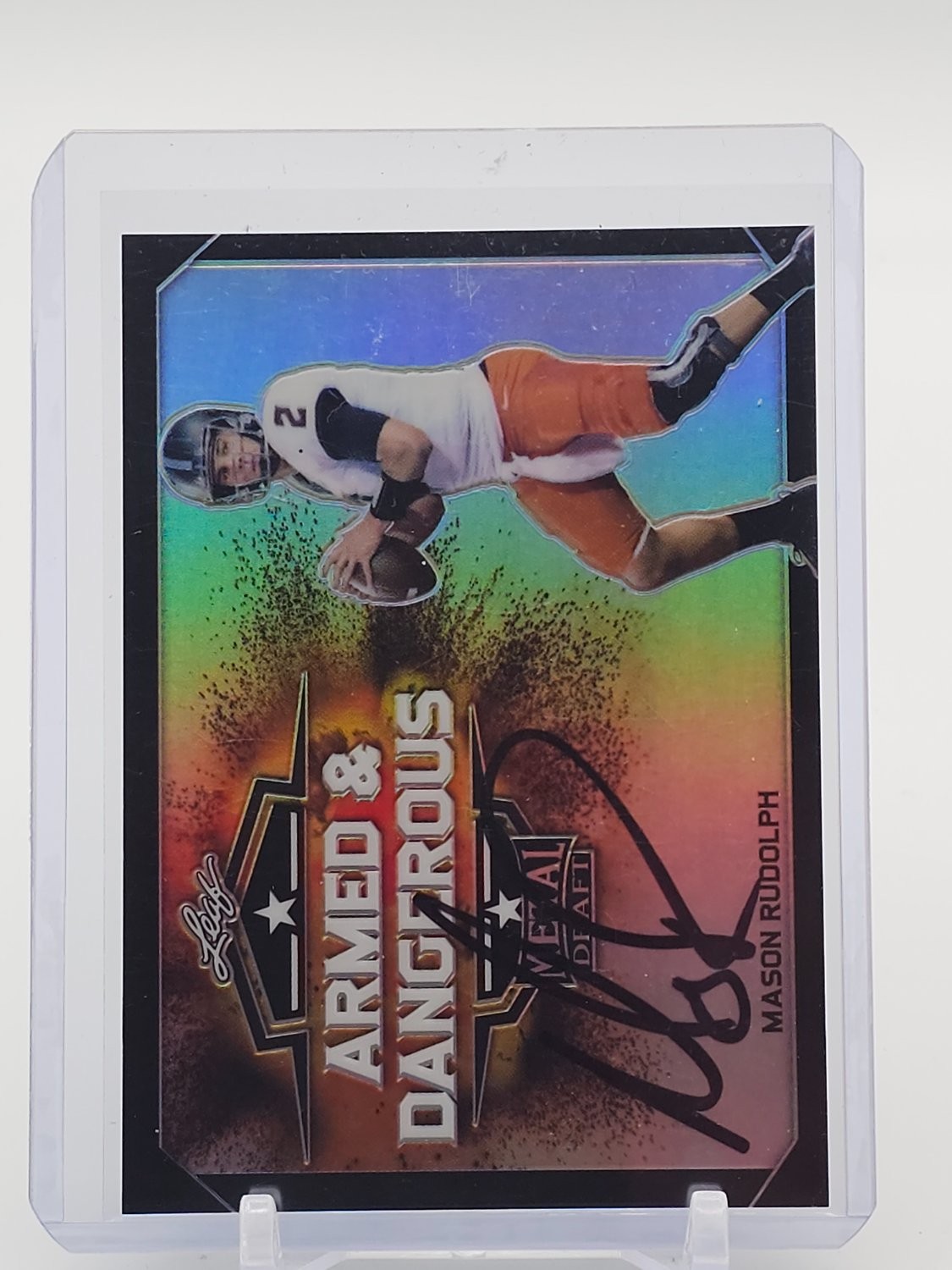 Mason Rudolph Leaf Metal Draft Armed and Dangerous Autographs #ADMR1 Black Prismatic