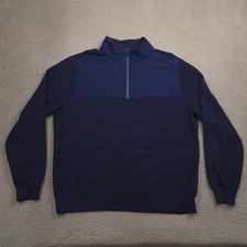 Vineyard Vines Men  s Quarter Zip Sweater Large Navy Blue Merino Wool Blend Pullo