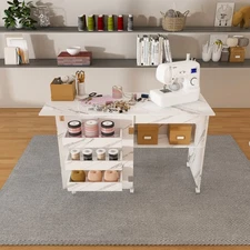 4-in-1 Folding Sewing Table with Lockable Wheels – Multi-Functional