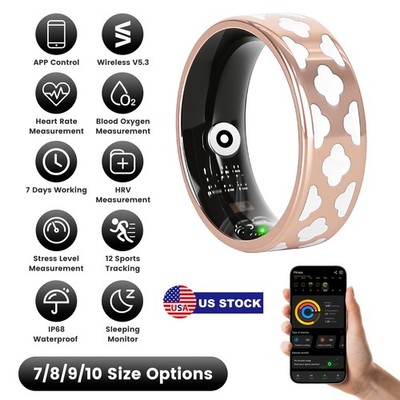 Smart Ring Health Tracker Ring Fitness/Sleep/Stress/HRV Tracker Ring w/Case Tool