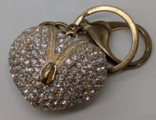 Heartshaped Rhinestone Keychain Metallic