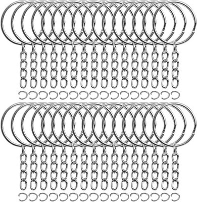 50PCS 1 Inch Key Rings with Chains Bulk Keychain Rings for DIY Craft Projects