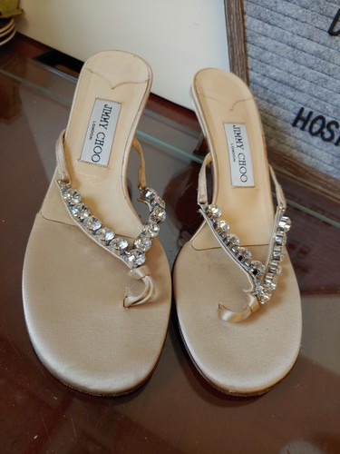 Sandalias Jimmy Choo Estrás Cristal Tirantes Tacones Zapatos Talla 38.5 ~ ¡Muy Bonitas! - Imagen 2 de 11