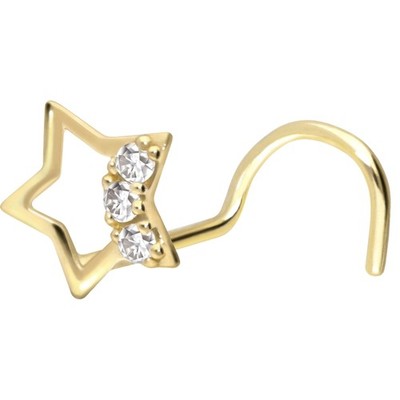 PIERCINGLINE  Nasenpiercing Stecker 14  Karat Gold Nasenstecker Spirale STERN +