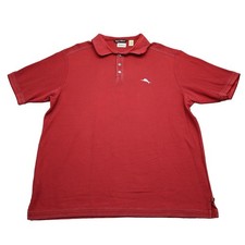 Tommy Bahama Shirt Mens Large Red Polo with White Marlin Rugby Pima Cotton blend