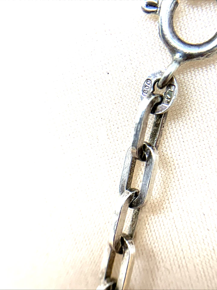 COLLANA UNOAERRE ANNI 70 IN ARGENTO 800 BRUNITO LUNGA CM 70  MAGLIE RETTANGOLARI - Immagine 4 di 4