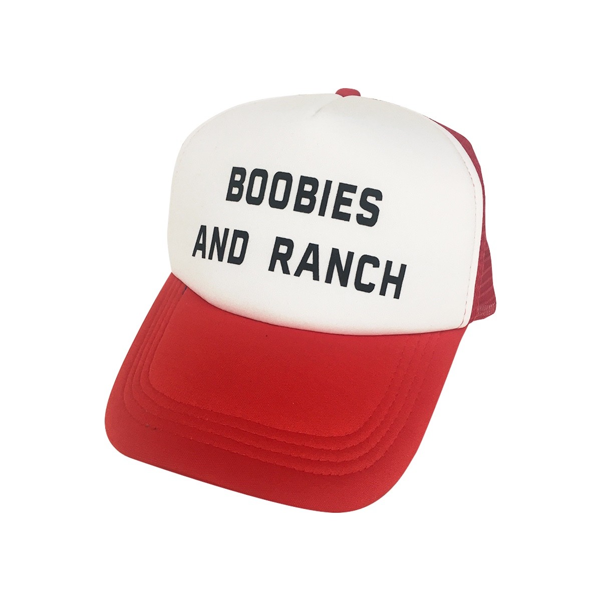 Boobies and Ranch Red and White Trucker Hat - Funny Baseball Cap
