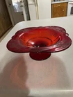 Paden City Red Ruby Orchid Depression Glass Low Footed Comport