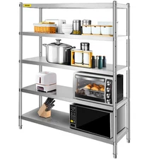 VEVOR Shelving Unit Storage Shelves 60x18.5Inch 5-Tier Stainless Steel Shelves