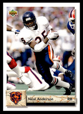 1992 Upper Deck Neal Anderson #256 Chicago Bears NFL Football Base Set