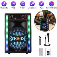 Bluetooth Speaker Mini 8" Portable For Home Party W/Microphone USB/TWS/FM/TF/AUX