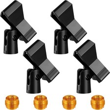 Mic Clips for Stands Set - 4 Piece Adjustable Mic Holders with Adapters, Wireles