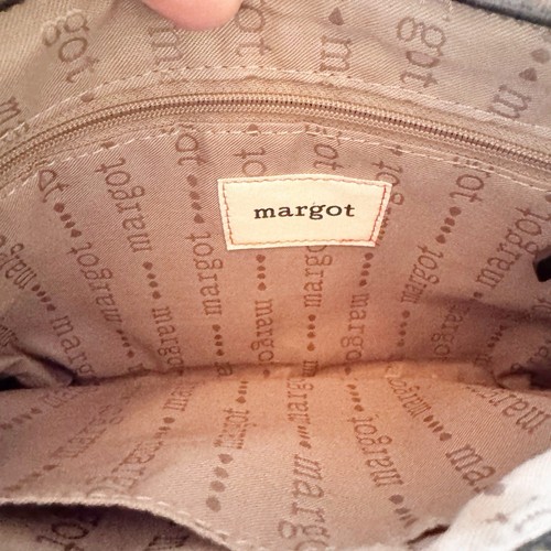 MARGOT NEW YORK Double Zipper Crossbody Bag Purse Black Leather Glazed Smooth - Picture 8 of 11