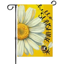 Hello Sunshine Garden Flag 12x18 Inch Double Yellow-Sunshine Chrysanthemums