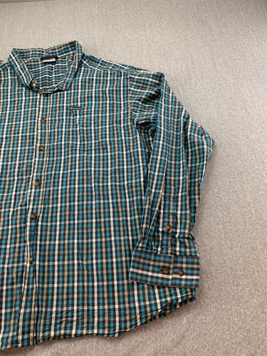 Camisa Columbia con botones para hombre 4X azul gris a cuadros manga larga aire libre clásica - Imagen 4 de 15