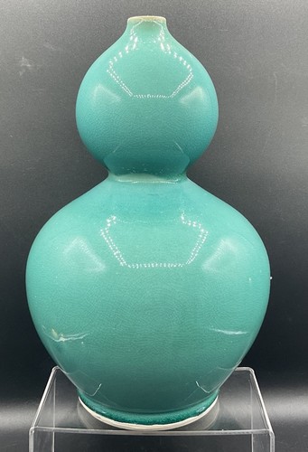 MODERNE TÜRKIS CRACKLE KERAMIK VASE - Bild 2 von 5