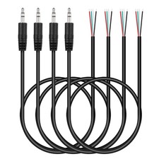 3.3FT 3.5mm Male Jack to Bare Wire, 4PCS TRS 4 Pole Stereo Plug Cable, 4 Colors