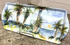 Cameron Designs Melamine Palm Trees Serving Tray Platter The Palms 15x6.5 Handle