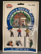 NEW MODEL POWER MASONS & BRICKLAYERS #6181 O-027 SCALE 6 FIGURES & LADDER