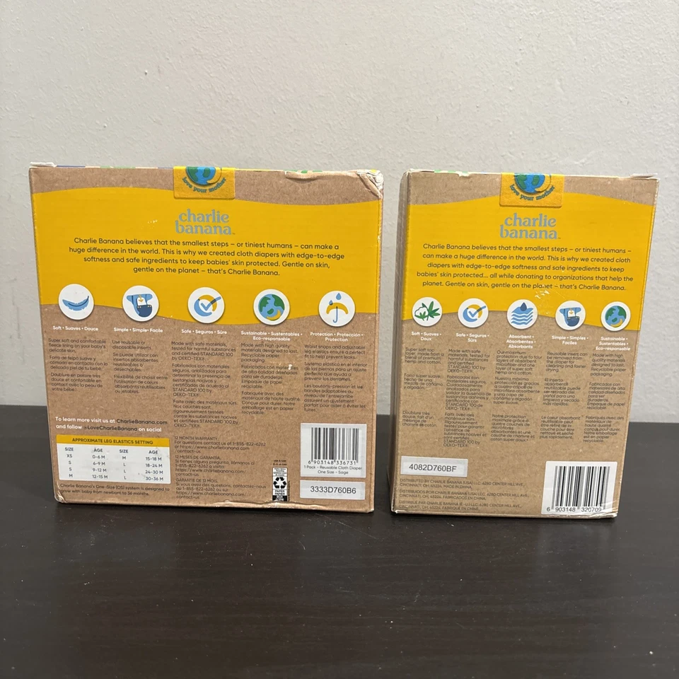 NUEVO Pañal de tela reutilizable Charlie Banana talla única + una caja de insertos reutilizables Foto 2 de 4