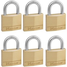 Master Lock Solid Brass 40mm Padlock 4-Pin - Keyed Alike x 6