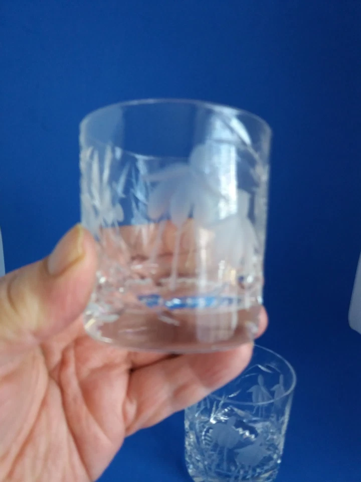 PAIR of STUART CRYSTAL CASCADE WHISKY TUMBLERS -- FUCHSIA. .. #1 - Image 4 of 4