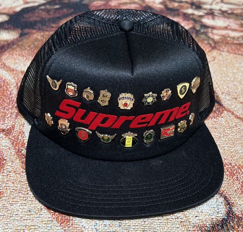 Supreme Pins Mesh Back 5-Panel Snapback Hat Black Brand New