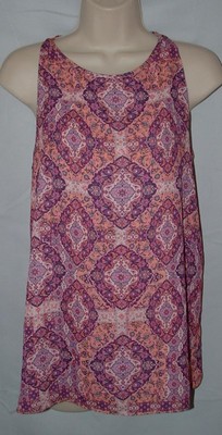 TABITHA WEBB Multicolored Sz Medium Casual or Dress Sleeveless Lined Flowy Shirt