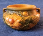 Roseville 661-3" Handled Bowl Vase Yellow Peony Damaged