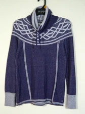 Eddie Bauer Fair Isle Sweater Women's XS Purple Cowl Neck Long Sleeve Knit