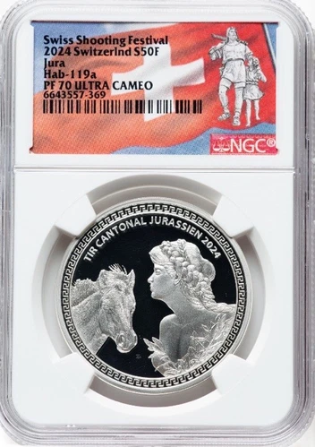 Switzerland 2024 NGC PR70 Swiss Jura Shooting Festival Hab-119a 1 Oz SILVER Coin