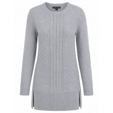 BANANA REPUBLIC | Cable Knit Sweater Dress Tunic Gray Cotton Blend Pullover | S