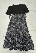 Shein Black White Dot Print Short Sleeve Belted Dress Womens Size Large