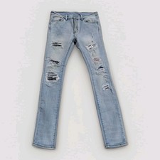 MNML Mens 32x33 Distressed Light Wash Denim J...