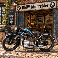 1931 BMW R2 Classic German Motorcycle Wall Art Poster Vintage Bike Print