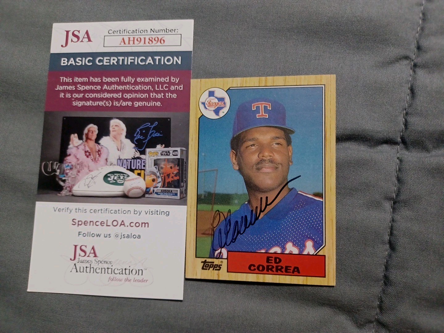 ED CORREA 1987 Topps # 334 autographed signed card TEXAS RANGERS 87 JSA 