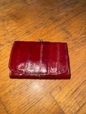 Vintage Eel-Ectric Genuine Eel Skin Leather Burgundy Red Wallet w/ Coin Purse
