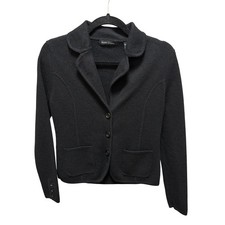 Valerie Stevens Wool Blazer Women S Black Button Front Business Casual Office