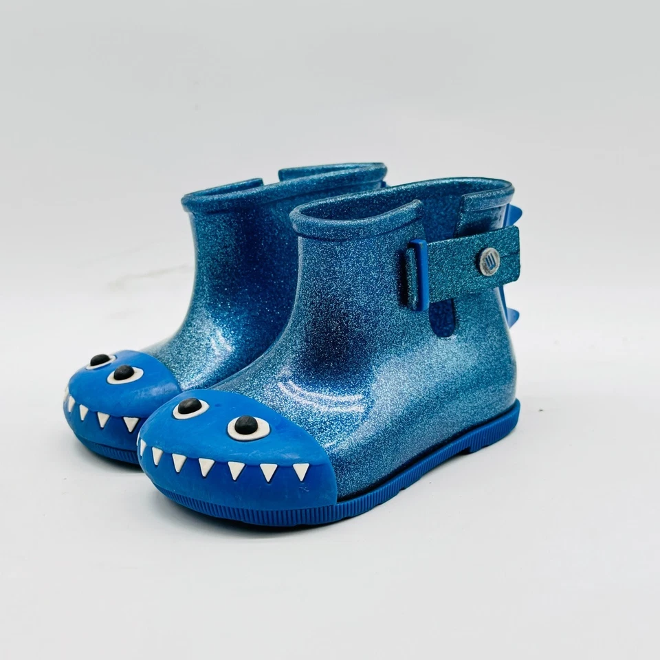 Mini Zapatos Melissa Niñas 7C Botas Azules Monstruo Dinosaurio Botas de Lluvia Fabula Brillo Foto 4 de 4
